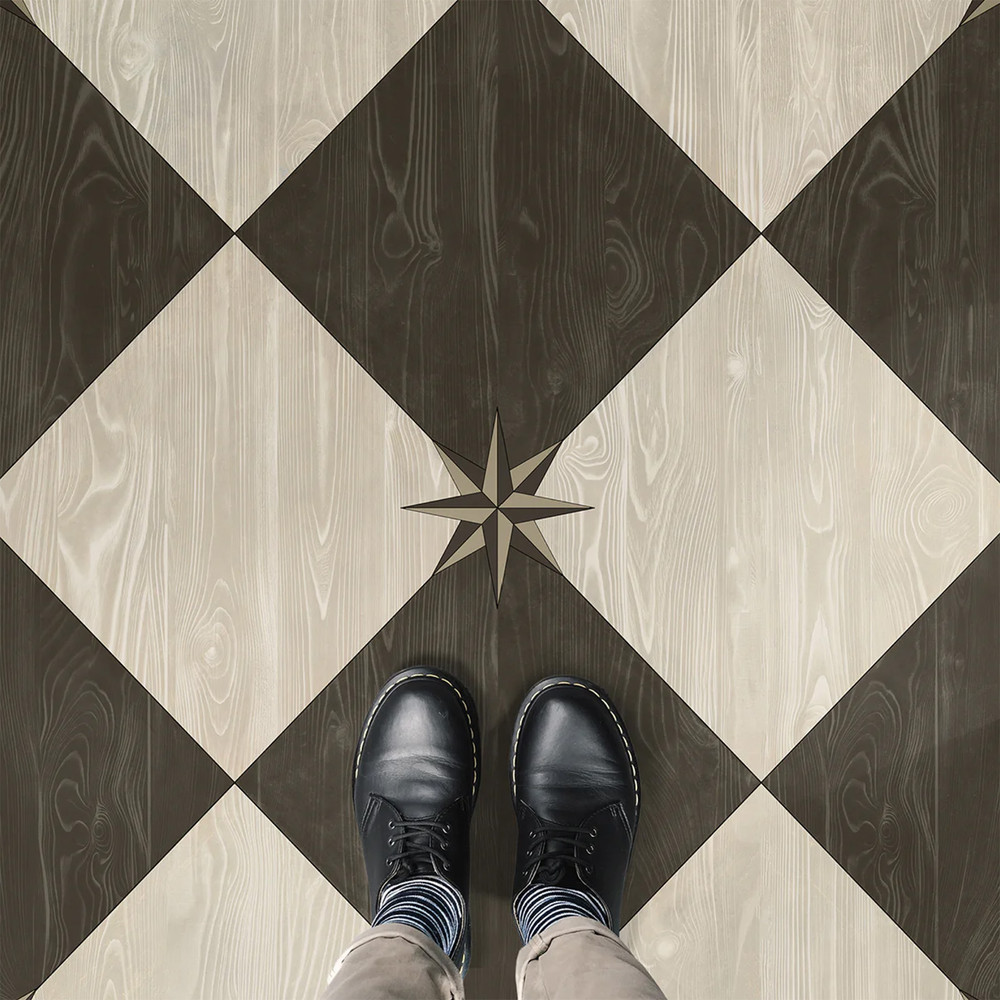 WILLIAMSBURG Compass Diamond "Garden Allée" Vintage Vinyl Floorcloth | The Shops at Colonial Williamsburg